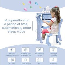 HOMCOM 37 Key Keyboard Battery Piano Kids Microphone Stool Educational Game thumbnail 4