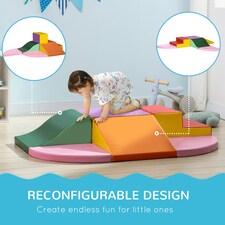 HOMCOM 6 Piece Soft Play Equipment for Kids Climb and Crawl, Red thumbnail 5