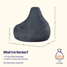 Recliner Gaming Bean Bag Chair - Charcoal | Grey | Slate Grey | 1 thumbnail 6