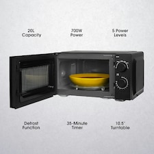 Abode AMM2005B Black Microwave 700W 20L Manual with 5 Power Levels & Defrost thumbnail 3
