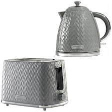 Daewoo Argyle Collection, 2 Slice Toaster & Kettle Set-Grey