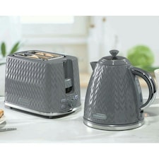 Daewoo Argyle Collection, 2 Slice Toaster & Kettle Set-Grey thumbnail 2