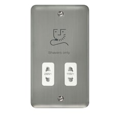 SE HOME Curved Satinless Steel Shaver Socket 115v/230v White | Stainless Steel