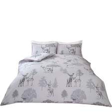 Sherwood Reindeer Polycotton Reversible Duvet Cover Set with Pillowcase | Grey | King | 1