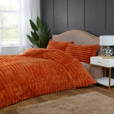 Chunky Ribbed Fur Polyester Duvet Cover Set with Pillowcase | White | King | 1 thumbnail 8