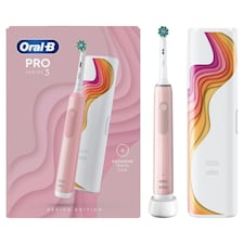 Oral-B Pro 3 3500 Pink Electric Toothbrush with Riso Art Travel Case