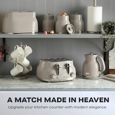 Daewoo Sienna 1.7L Rapid-Boil Jug & 4-Slice Matching Kettle & Toaster Set | Cream | Taupe thumbnail 4