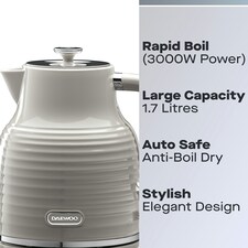 Daewoo Sienna 1.7L Rapid-Boil Jug & 4-Slice Matching Kettle & Toaster Set | Cream | Taupe thumbnail 5