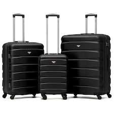 Flight Knight Set of 3 Lightweight 4 Wheel ABS Hard Case Suitcases Cabin & Hold Luggage, 100+ Airlines Approved - easyJet, British Airways, Ryanair, Jet2