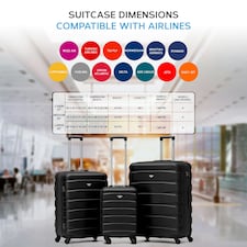 Flight Knight Set of 3 Lightweight 4 Wheel ABS Hard Case Suitcases Cabin & Hold Luggage, 100+ Airlines Approved - easyJet, British Airways, Ryanair, Jet2 thumbnail 3