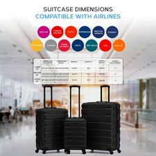 Flight Knight Set of 3 Lightweight 4 Wheel ABS Hard Case Suitcases Cabin & Hold Luggage, 100+ Airlines Approved - easyJet, British Airways, Ryanair, Jet2 thumbnail 8