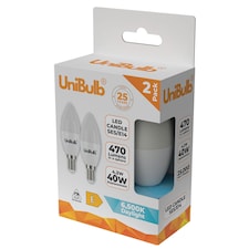 UniBulb LED Candle E14 (SES) 470lm 4.2W 6500K (Daylight) Light Bulb - Pack of 2 | White | Daylight | 2 thumbnail 2