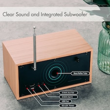 DAB/DAB+/FM Radio - Dual Alarm Clock - Bluetooth Speaker with Subwoofer - USB MP3 Playback - 3.5mm AUX In - Mains Powered for Bedside & Kitchen - August MB420K thumbnail 6