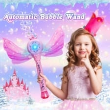Princess Bubble Wand for Kids - Musical Light Up Bubble Machine with Detachable Wings - Indoor Outdoor Birthday Gift thumbnail 2