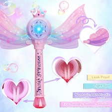 Princess Bubble Wand for Kids - Musical Light Up Bubble Machine with Detachable Wings - Indoor Outdoor Birthday Gift thumbnail 7