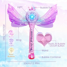 Princess Bubble Wand for Kids - Musical Light Up Bubble Machine with Detachable Wings - Indoor Outdoor Birthday Gift thumbnail 8