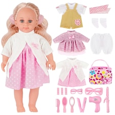15-Piece Baby Doll Playset – 14" Realistic Doll with Outfits & Portable Storage Bag