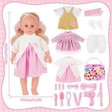 15-Piece Baby Doll Playset – 14" Realistic Doll with Outfits & Portable Storage Bag thumbnail 2
