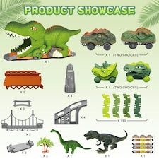 Dinosaur Track Playset – Flexible Racing Track with Dinosaur Tunnel & Figures for Kids thumbnail 6