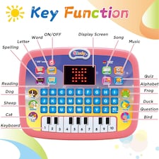 Toddler Learning Tablet – Multi-Function Educational Musical Touch Pad with LED Screen, Piano, Animal Sounds, Numbers, Letters, and Quiz Modes for Kids (Pink) thumbnail 2