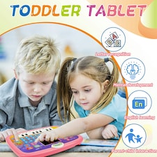 Toddler Learning Tablet – Multi-Function Educational Musical Touch Pad with LED Screen, Piano, Animal Sounds, Numbers, Letters, and Quiz Modes for Kids (Pink) thumbnail 4