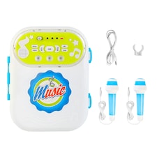 Kids Karaoke Machine Play Set with 2 Microphones and Carry Case – Blue thumbnail 2
