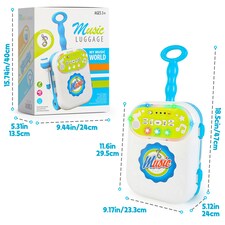 Kids Karaoke Machine Play Set with 2 Microphones and Carry Case – Blue thumbnail 4