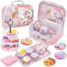 Magical Princess Tea Party Set for Kids – Pretend Play Afternoon Tea Set with Cups, Teapot, Utensils & Carry Case