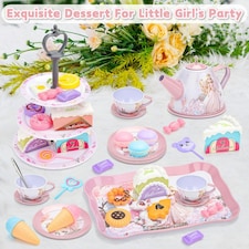 Magical Princess Tea Party Set for Kids – Pretend Play Afternoon Tea Set with Cups, Teapot, Utensils & Carry Case thumbnail 5