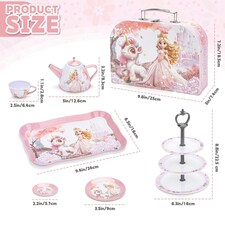 Magical Princess Tea Party Set for Kids – Pretend Play Afternoon Tea Set with Cups, Teapot, Utensils & Carry Case thumbnail 6