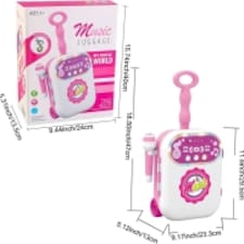 Kids Karaoke Machine Play Set with 2 Microphones, Carry Case, MP3 Jack & LED Lights – Portable Singing Toy with Recording Function for Kids thumbnail 3