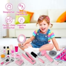 35-Piece Pretend Makeup & Hairdressing Set for Girls – Beauty Salon Role Play Kit with Toy Hairdryer, Mirror & Makeup – Portable Bag Included thumbnail 5