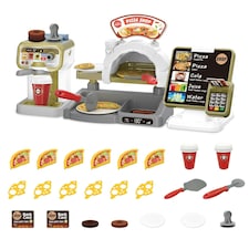 Pretend Play Coffee Shop & Pizza Café Set – 30-Piece Kids’ Coffee Maker Playset with Cash Register and Food Accessories thumbnail 2