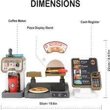Pretend Play Coffee Shop & Pizza Café Set – 30-Piece Kids’ Coffee Maker Playset with Cash Register and Food Accessories thumbnail 3