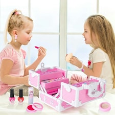 56-Piece Kids Makeup Kit for Girls – Washable & Non-Toxic Princess Makeup Case with Lip Gloss, Eyeshadow, Blush, Brushes & Nail Accessories thumbnail 4