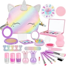 Kids Real Makeup Set Toy for Girls – Washable, Safe & Complete Pretend Play Kit with Glitter Bag thumbnail 2
