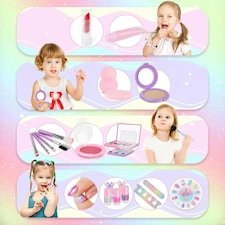 Kids Real Makeup Set Toy for Girls – Washable, Safe & Complete Pretend Play Kit with Glitter Bag thumbnail 5