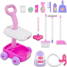 Housekeeping Cleaning Trolley Playset with Working Vacuum & Accessories – Kids Role Play Cleaning Set thumbnail 3
