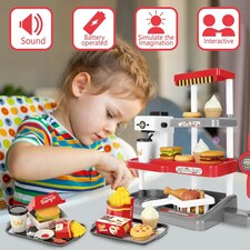 71PCS Kids Fast Food Playset – Pretend Kitchen Toy Set with Cash Register, Drink Dispenser & Food Accessories thumbnail 5