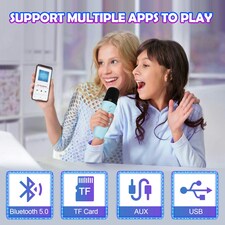 Kids Mini Karaoke Machine – Bluetooth 5.0 Singing Speaker with Dual Microphones & Portable Design (Blue) thumbnail 3