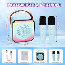 Kids Mini Karaoke Machine – Bluetooth 5.0 Singing Speaker with Dual Microphones & Portable Design (Blue) thumbnail 5