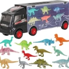 Dinosaur Transporter Truck Carry Case Playset – Includes 12 Dinosaur Figures – Portable Toy Organizer for Kids
