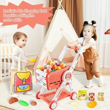 Kids Shopping Cart Trolley Play Set – Adjustable Height, Pretend Food, Play Money & Shopping Bag – Supermarket Toy for Boys & Girls Ages 3+ thumbnail 5