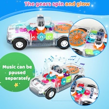 Electric Transparent Police Gear Car Toy – Light & Sound Effects with 360° Rotation & Obstacle Avoidance thumbnail 3