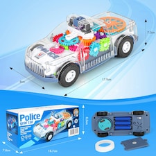 Electric Transparent Police Gear Car Toy – Light & Sound Effects with 360° Rotation & Obstacle Avoidance thumbnail 7