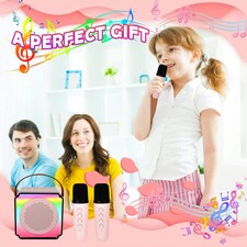 Kids Mini Karaoke Machine – Bluetooth 5.0 Singing Speaker with Dual Microphones & Portable Design (Pink) thumbnail 5