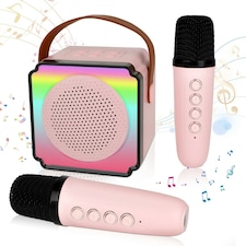 Kids Mini Karaoke Machine – Bluetooth 5.0 Singing Speaker with Dual Microphones & Portable Design (Pink) thumbnail 6