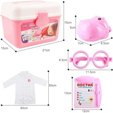 Doctor & Dentist Role Play Carrycase – Electronic Medical Play Set with Lights, Sounds & 30+ Accessories (Pink) thumbnail 3