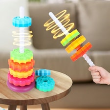 Rainbow Stacking Tower Toy – Spiral Gear Activity Tower with Rotating Base for Toddlers thumbnail 2