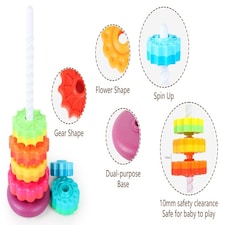 Rainbow Stacking Tower Toy – Spiral Gear Activity Tower with Rotating Base for Toddlers thumbnail 3
